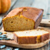 Homemade pound cake baked in a loaf pan