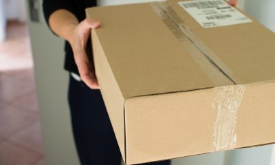 Woman receiving parcel