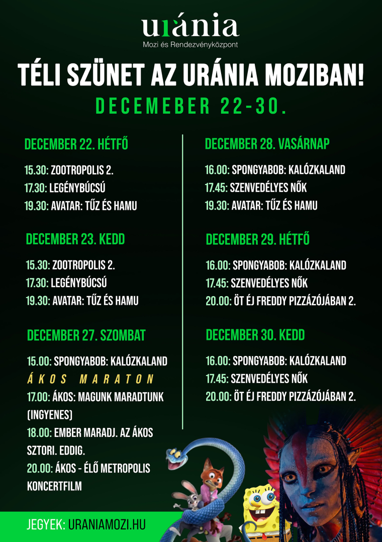 Uránia téli szünet