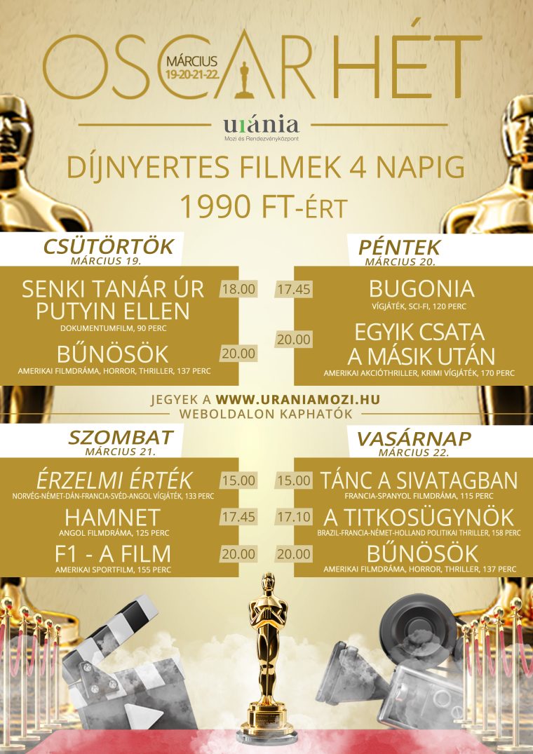A3 oscar hét 2026 műsoral