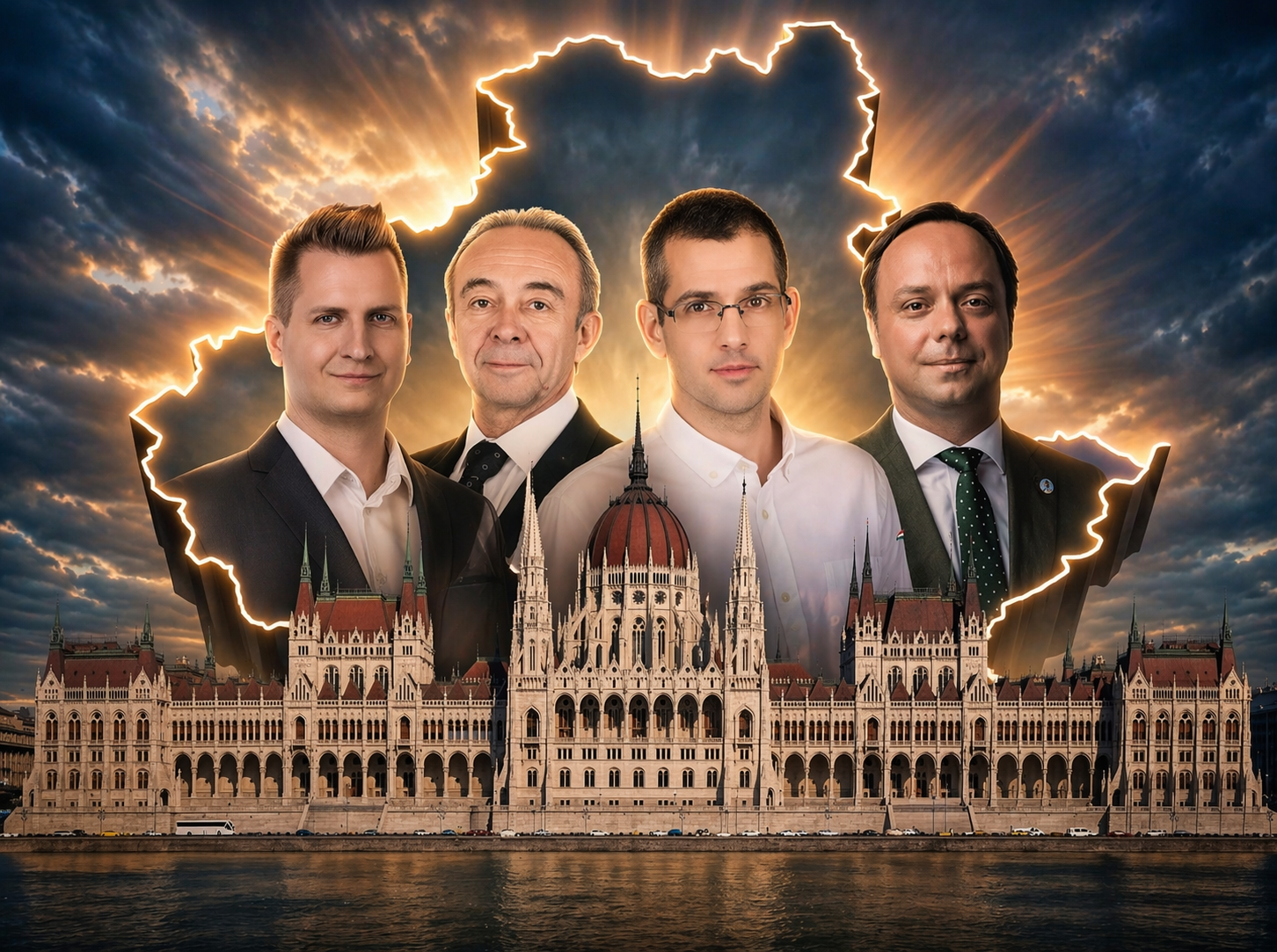 Politikai portrék a Parlament előtt