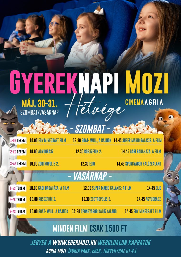 Gyereknapi mozi hétvége 2026 agria mozi